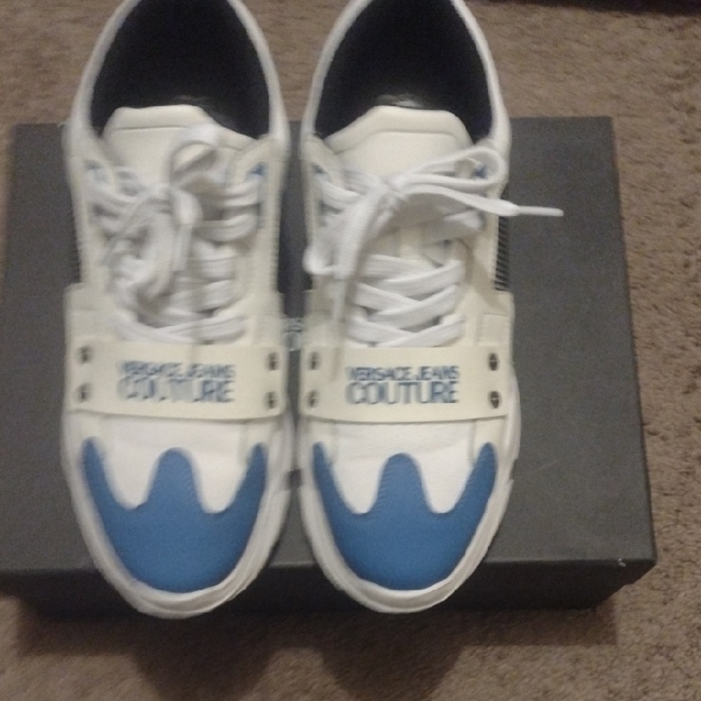 Versace Jeans Collection White Blue Low-Top Sneakers